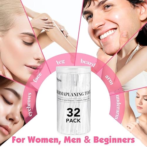 32-Pack Face Razors for Women – Dermaplane & Eyebrow Razor Set, 24 Long + 8 Short Precision Blades for Peach Fuzz Removal, Gentle Exfoliation, Ideal for Stocking Stuffers (Clear) thumbnail 7