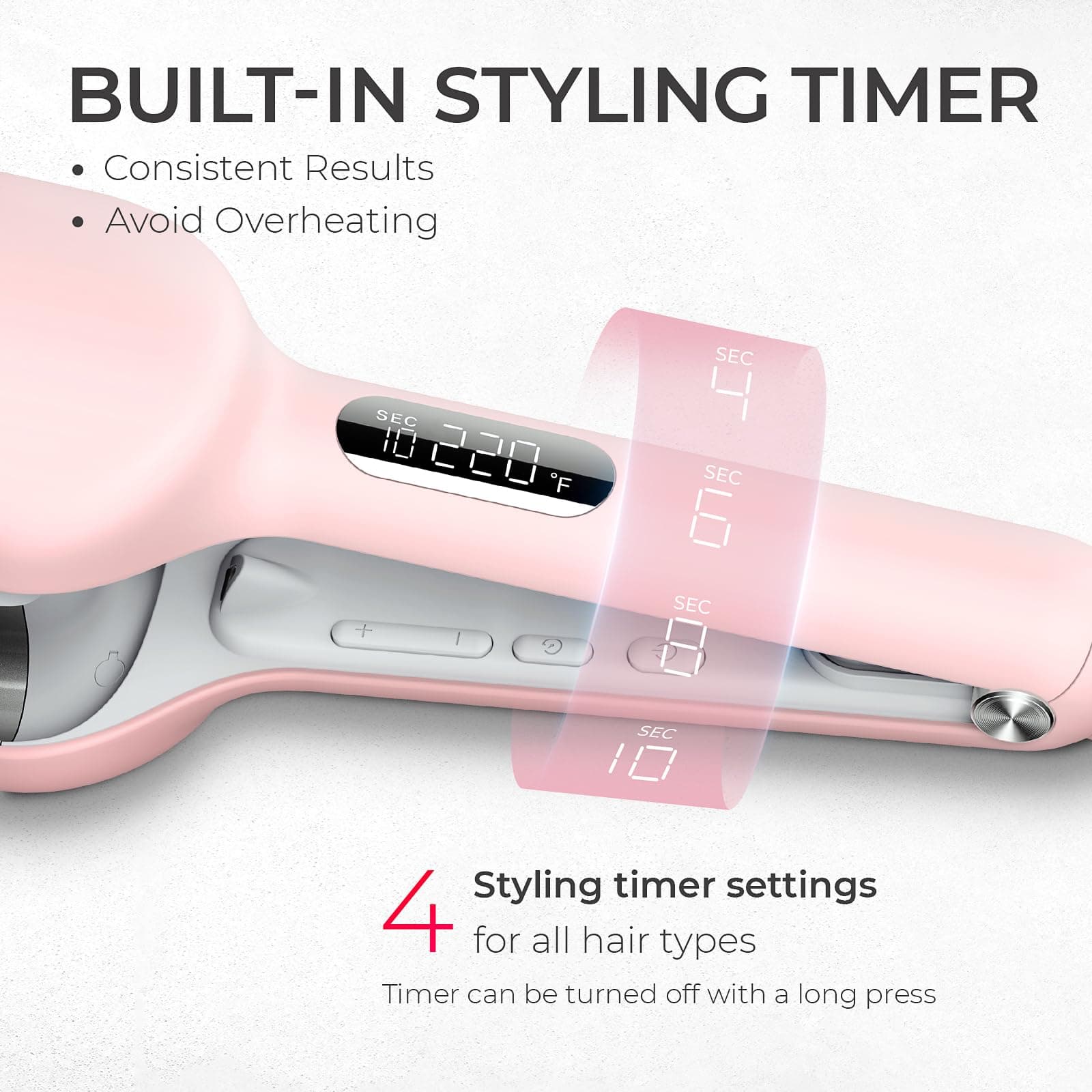 TYMO Hair Crimper Waver Hair Tool - Deep Waver Curling Iron, Ionic Beach Waves Curling Wand with Ceramic Tourmaline Barrel for Women, Anti-Scald, Quick & Easy, Dual Voltage, TYMO ROVY, Pink, 32mm thumbnail 3