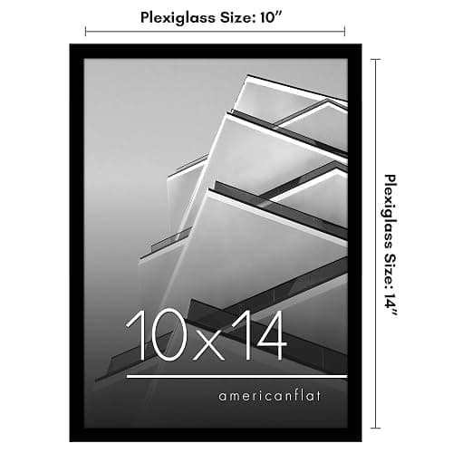 Americanflat 10x14 Picture Frame with Shatter-Resistant Glass - Streamline Collection - Thin Border Picture Frame for Wall Display - Hanging Hardware Included - Black thumbnail 3