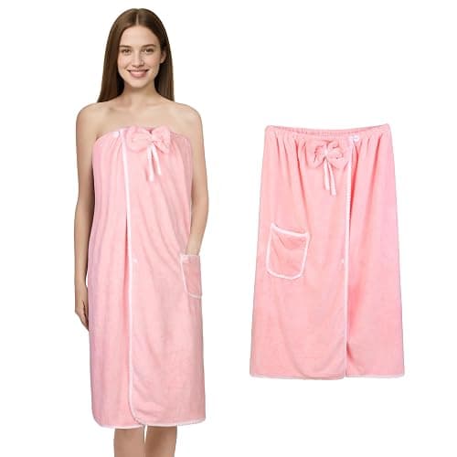 Towel Wrap Women Shower Robe Adjustable Closure Bathrobe with Hair Drying Towel & Spa Wraps - Image 1