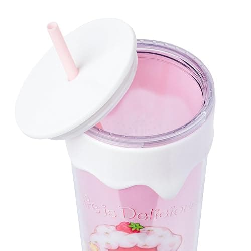 Silver Buffalo Strawberry Shortcake “Life is Delicious” Plastic Drip Tumbler with Lid and Straw, 26 Ounces thumbnail 5