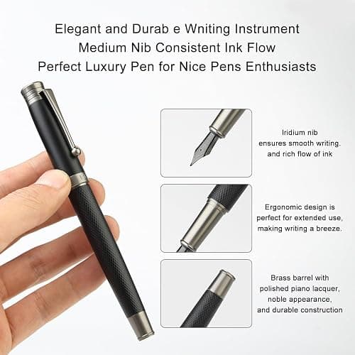 GC QUILL Fountain Pen Set - Fine & Medium Nibs, Includes 18 Ink Cartridges, Ink Refill Converter & Syringe Filler, Gift for Writing, Journaling & Calligraphy MU-13 thumbnail 8