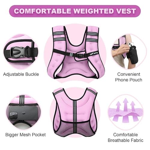 Weighted Vest Woman 5lb/8lb/10lb/12lb/15lb/20lb/25lb/30lb Weight Vest for Women Men, Rucking Vests with Reflective Stripe for Running Workout Walking Strength Training Weight Loss Fitness Weightlifting thumbnail 3