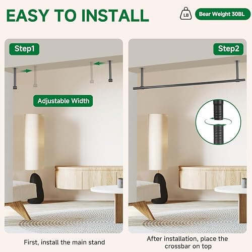 Uoveya Hanging Planters Rod – Plant Hanger Indoor for Window Ceiling, Hanging Plant Shelf for Wall Planter House Plants, Plant Shelves Metal Holder Bar 31.5In Black (Pots, plants, chains not included) thumbnail 5