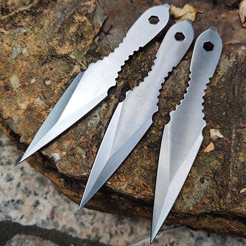 Fixed Game Training Stainless Steel Throwers, Silver 3pcs w/Sheath thumbnail 2