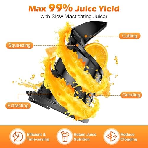 Juicer Machines with 5.8" Large Feed Chute, Cold Press Juicer for Whole Vegetables and Fruits 400W, Slow Masticating juicer Easy to Clean Juice Extractor Machine High Juice Yield thumbnail 3