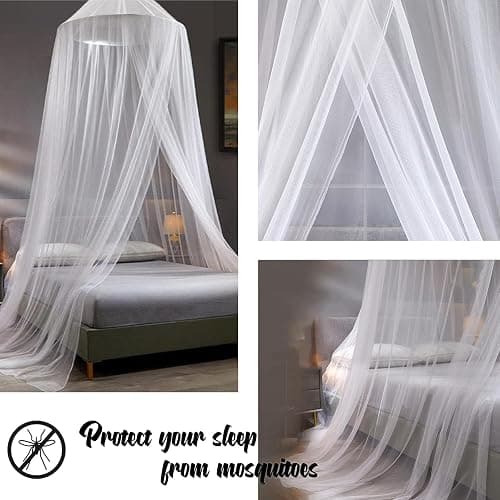 Large Bed Canopy, Bed Canopy w/LED Star Light for Girls, for Bed Size Full/Queen/King Mosquito Net Mosquito Mesh Mosquito Netting Canopy Bed Canopy, White thumbnail 3