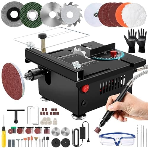 Mini Multi Functional Table Saw, mini Table Saws for Crafts, Portable Mini Desktop Electric Saw for Wood Cutting, Height & Angle Adjustable with More Accessories, for Wood, Plastic Acrylic Cutting - Image 1