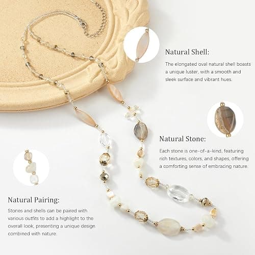 FULU AUTUMN Long Necklaces for Women Trendy Long Chunky Beaded Necklace Boho Fashion Costume Jewelry Mothers Day Gifts for Her thumbnail 4