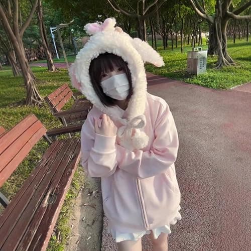 Wayolyn Y2K Jojifuku Cutecore Kawaii Zip Up Hoodie Fall Jacket Cute Stripes Hoodies Outerwear Jackets Coats Winter Women thumbnail 2