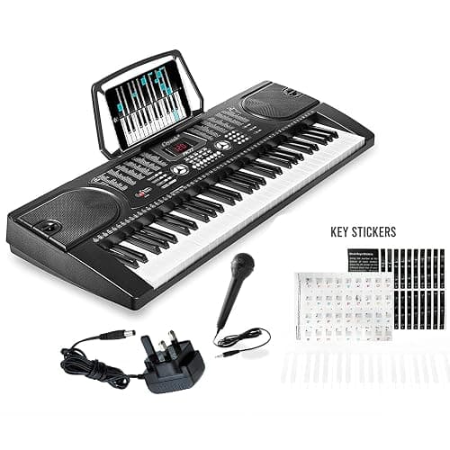 Crystals® 61 Keys Electronic Teaching Keyboard Digital Music Piano Instrument & Microphone with Keyboard Stand - Black (With Double Braced Stand) thumbnail 2