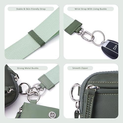 POIUGOYA Nylon Wristlet Wallets, Dual Pouch Keychain Wristlet Wallet, RFID Small Wallet With Coin Pouch,ID Window For Travel thumbnail 6