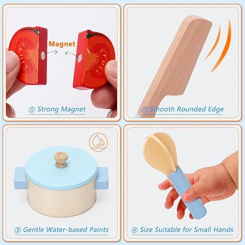 Cucina Giocattolo per Bambini 27 Pezzi, Accessori Cucina Bambini, Pentole e Padelle Giocattolo, Taglio di Cibo e Verdure Chef, Gioco di Ruolo Set per Ragazze e Ragazzi, Giochi Montessori 3 4 5 6 Anni thumbnail 6