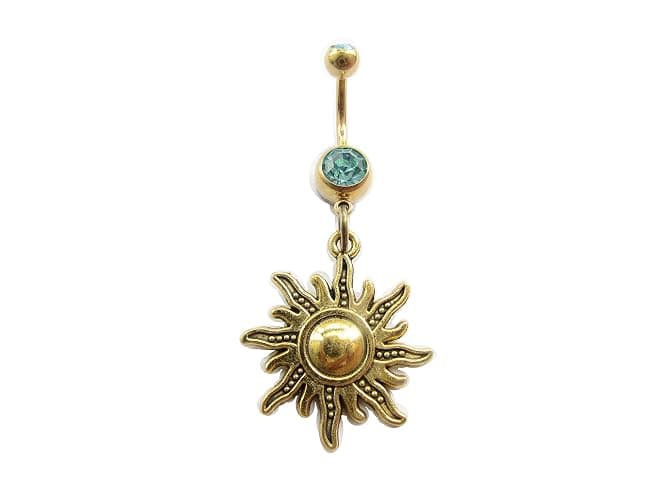 Moon and Sun Belly Button Ring, Navel Ring, Belly Button Jewelry, Body Jewelry, Celestial Belly Ring - Image 1