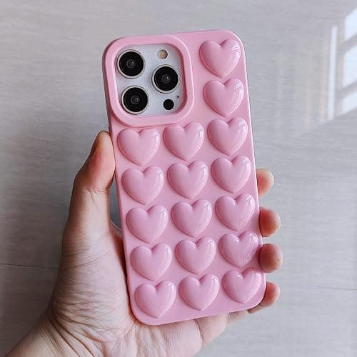 DMaos for iPhone 16 Plus Case for Women, 3D Pop Bubble Heart Gel Cover, Cute Girly for iPhone16 Plus 6.7 inch - Pink thumbnail 7