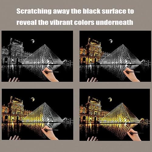 Scratch Art for Adults & Teens, Paint by Scratch 16 X 11.2 Inches, Scratch Off Paper Painting, Scratchart Kit Ornaments, Colorful Sketches Rainbow Scratch Art (Las Vegas) thumbnail 4