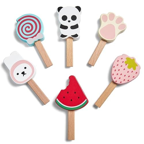 Carrello per Gelato in Legno Con Giocattoli, Camion di Cibo per Fingere di Giocare, Accessori da Cucina Con Ghiacciolo, Paletta e Menù, Regalo per Ragazze thumbnail 4