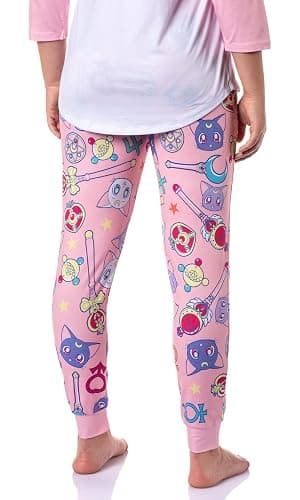 Bioworld Sailor Moon Pajamas Women's Character Poster Raglan Shirt And Jogger Pants Pajama Set thumbnail 4