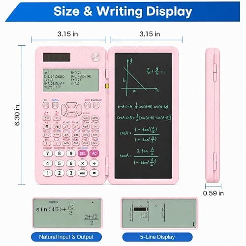 iPepul Scientific Calculators with Notepad for Students，552 Functions | Type-C Rechargeable Solar Math Calculator, 5-Line Display，School Supplies for Middle School, High School & College Students thumbnail 5