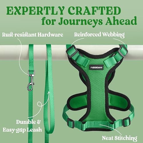 rabbitgoo Cat Harness and Leash for Walking, Escape Proof Soft Adjustable Vest Harnesses for Cats, Easy Control Breathable Reflective Strips Jacket, Grass Green,S thumbnail 7