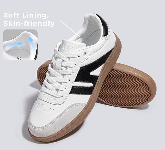 LUCKY STEP Women Classic Retro Gum Sole Fashion Sneakers Casual Tennis Skate Shoe Genuine Leather Walking Footwear Anti Slip Trainers thumbnail 4
