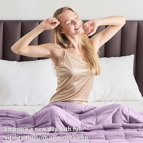 yescool Weighted Blanket for Adults (20 Lbs, 60”X 80”, Purple) Heavy Thick Bed Blanket Queen/Full Size for Sleeping Perfect for 190-210 Lbs, Cozy Gifts for Women, Machine Washable thumbnail 6