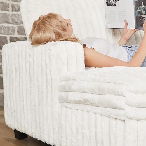 Belffin Corduroy Sleeper Sofa Bed with Storage Chaise Modular Sectional Sofa Couch with Pull Out Bed L Shaped Sectional Couches for Living Room White Couch thumbnail 7