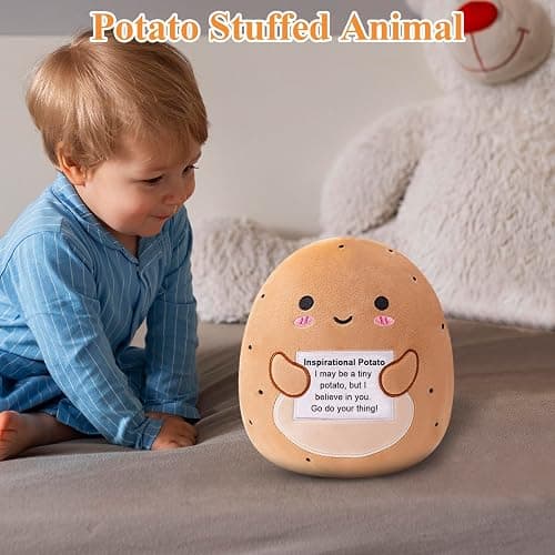 Finebee Potato Plush, Cute Potato Stuffed Animal, Positive Doll Funny Reduce Pressure Toy Cheer Up Gifts for Girls Boys Party Decor 10" thumbnail 6