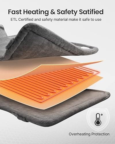 RENPHO Electric Heating Pad for Back, Birthday Christmas Gifts for Women Men Mom Dad Elderly, FSA Eligible Items Only List, Large Heat Pad for Neck Shoulders, 24"x33", ETL Certified, Gray thumbnail 5