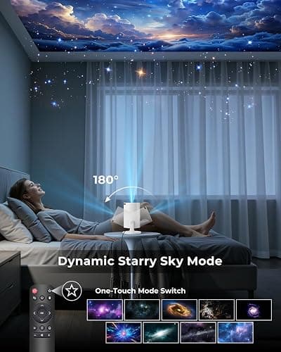 Mini Projector, Portable Projector with Wifi and Bluetooth, Built in Apps, Support 4K 1080P, 180° Rotation, Auto Keystone, Movie Projector Compatible With HDMI/USB/TV Stick/Smartphone/Laptop thumbnail 5
