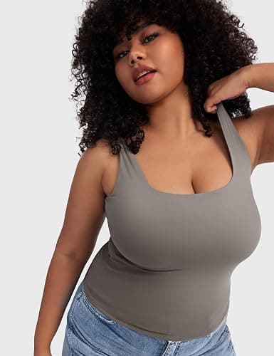 PUMIEY Women's Square Neck Tank Top Sleeveless Double Lined Basic Tops Sharp Collection thumbnail 4