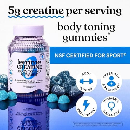 Lemme Creatine Monohydrate Gummies, Blue Raspberry (60 Gummies) thumbnail 4