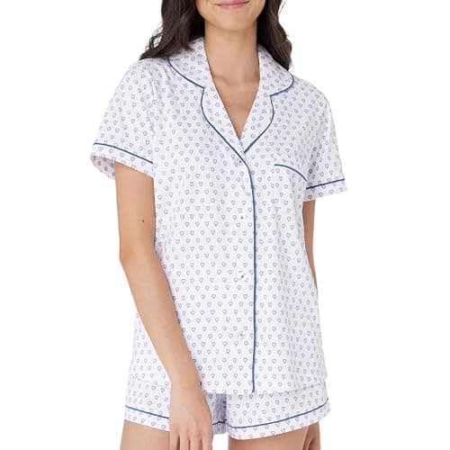 GZDINH Womens 2 Piece Pajamas Set, Monkey Print Soft Button Down Vacation Beach Shorts Set Y2k Preppy Loungewear Pjs - Image 1