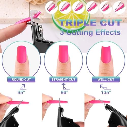 Black Premium Adjustable Nail Clippers with Magnets Sizers for Acrylic Nails, Stainless Steel Nail Cutter Trimmer for Artificial Fake False Tips Manicure Sharp Blade Clip Tool for Salon Beauty thumbnail 4