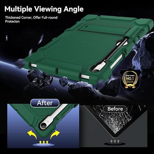 Cantis Case for Samsung Galaxy Tab S10 FE/ S9 FE 5G 10.9 Inch/Galaxy Tab S9 11 Inch 2023, Heavy Duty Shockproof Tablet Case Support S Pen, Alpine Green thumbnail 6