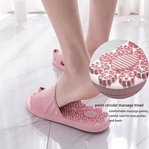 SvaTao Acupressure Massage Slippers Therapeutic Reflexology Sandals for Foot Acupoint Massage Shiatsu Arch Pain Relief Non-Slip Massage Shoes for Bath Shower (Gray, 7.5-8) thumbnail 4