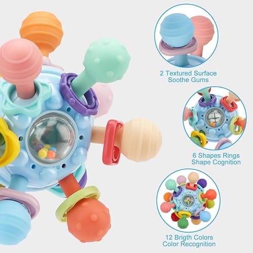 Baby Montessori Sensory Toys for 0-6 6-12 Months, Baby Teether Teething Toys for Babies 0 3 6 9 12 18 Months, Newborn Infant Learning Developmental Toys Gifts for 1 2 Year Old Boys Girls thumbnail 4