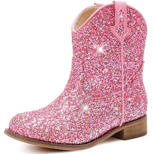 Motasha Toddler Girls Cowgirl Boots Glitter Toddler Cowboy Boot Ankle Girls Boots Little Kids Horse Riding Shoes Party Birthday - Image 1