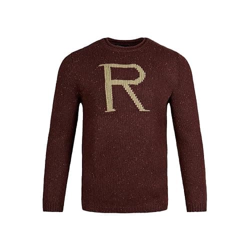 Harry Potter Ron Weasley ‘R’ Sweater - Adult Replica Knit Jumper - Burgundy - Costume & Collectible Gift - Image 1