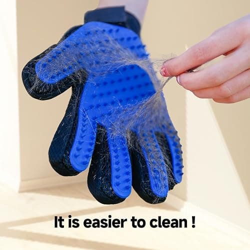 NVNAN Pet Hair Removal Glove for Dogs & Cats, 2-in-1 Deshedding Brush & Massage Mitt - Grooming Gloves for Shedding Control, Bathing and Washing, Safe for Short/Long Hair Pets 2-Pack (Blue) thumbnail 3