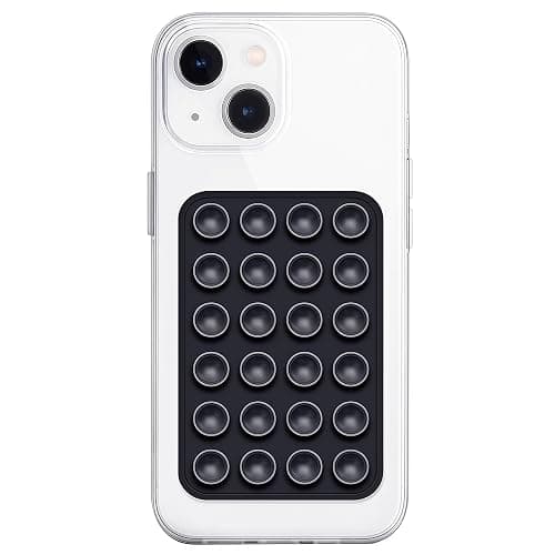 Anteel Silicone Suction Phone Case Mount, Non Slip Sticky Phone Grip for Cellphone, Silicon Adhesive Suction Cup Phone Mount, Strong Grip Holder for Selfies and Videos (Black) - Image 1