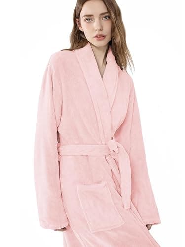 Soft Robe For Women，Warm Plush Bath Robes Female，Spa Towel After Shower Lightweight Long Bathrobe thumbnail 5