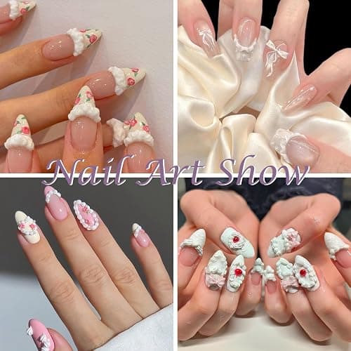 Laza 4pcs Cream Chain Silicone Nail Art Molds Multiple Rabbit Nail Molds | Reusable Nail Molds for Nail Art,Good Elasticity,3D Nail Mold, Embossed Cream Chain Bowknot Rabbit Molds with Scraper & Pen thumbnail 8