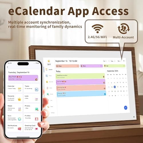10.1 Inch Digital Calendar Chore Chart with Touchscreen - Full HD Interactive Display, Wall & Desk Mountable Family Planner, to-Do List & Meal Planner, Digital Picture Frame Gifts for Women Mom thumbnail 5