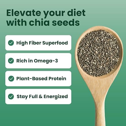 Sanar Naturals Chia Seeds | High Fiber, Omega 3 Superfood for Smoothies Oatmeal & Baking | Raw Black Chia Seeds, GLP-1 Support, Vegan, Non GMO, Gluten Free, Plant Based Protein, 10 oz thumbnail 5