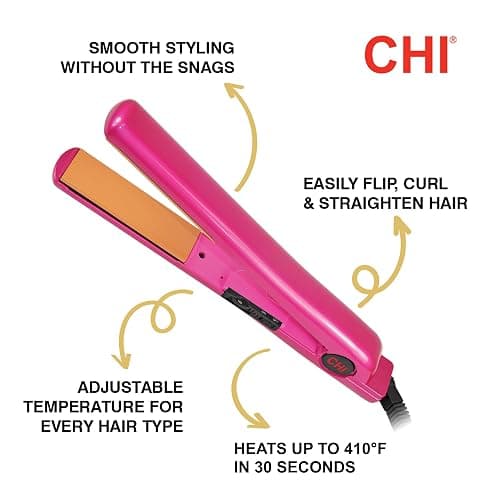 CHI Tourmaline Ceramic Flat Iron Hair Straightener 1", Professional Hair Styling Tool for Silky Smooth Hair, Frizz Control & Curling, Pure Pink 1" Plates thumbnail 2