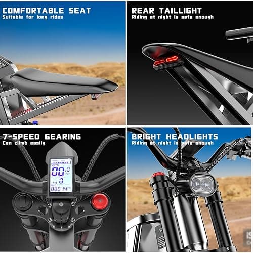 Freego Electric Motorcycle for Adults, X2Pro Electric Dirt Bike 6000W(Peak) Motor 60V/30Ah Battery,50MPH Off Road Electric Bicycle,19x2 Tire Full Suspension/Four-Piston Hydraulic Brake thumbnail 4