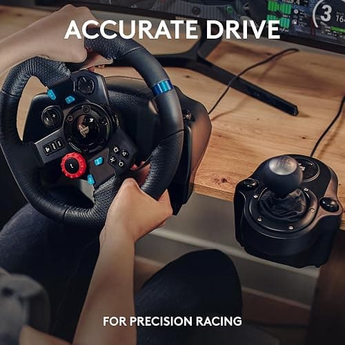 Logitech G29 Driving Force Racing Wheel and Pedals, Force Feedback, Real Leather + Logitech G Driving Force Shifter - For PS5, PS4 and PC, Mac - Black thumbnail 3
