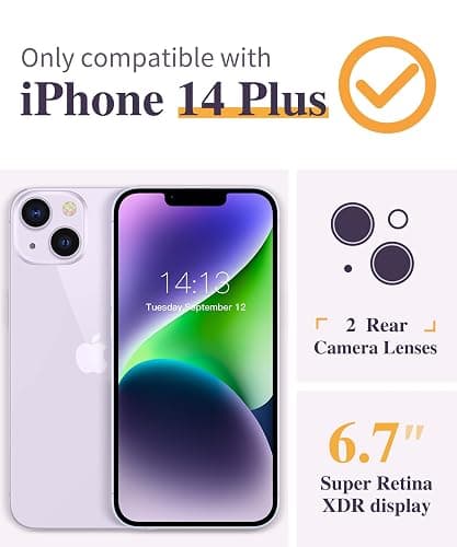 GVIEWIN for iPhone 14 Plus Case Floral, with Screen Protector+Camera Lens Protector,[Non Yellowing]Soft Shockproof Clear Phone Protective Cover Women, Flower Pattern Design 6.7"(Floratopia/Colorful) thumbnail 2