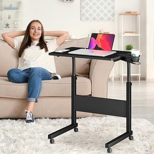 Klvied Small Standing Desk Adjustable Height, Portable Treadmill Desk, Mobile Table Ideal for Laptops and Tablets, Black thumbnail 3